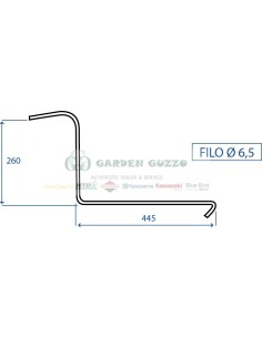 DENTE RANGHINATORE A RAGGERA LELY; 260X445; FILO DIAM 6,5;