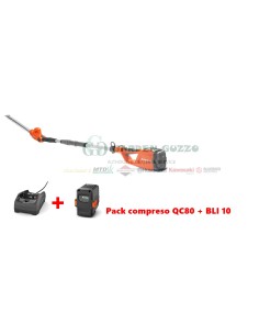 TAGLIASIEPE BATTERIA A PALO HUSQVARNA MOD.: 120ITK4-H - COMPRESO DI CARICA BATTERIA QC80 E BATTERIA BLi 10; TELESCOPICO; BARRA 5